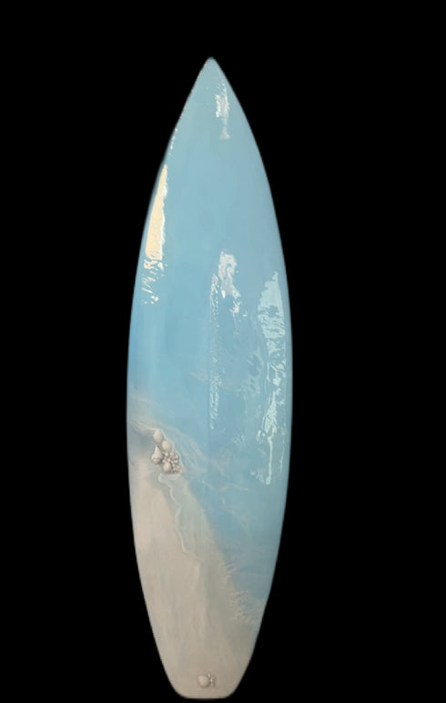 White Beach Epoxy Surfboard art